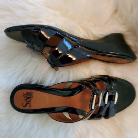 SOFFT  ABBY - Black patent leather strappy sandal  size 9.5 medium - Picture 2 of 4